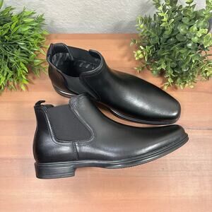 Perry Ellis Portfolio Men's Chelsea Black Leather Boots Size 9.5